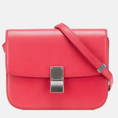 Pre-owned Celine Red Medium Calfskin Classic Box