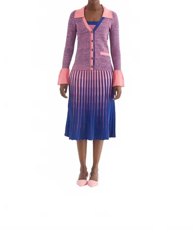 Ph5 Fargo Bell Sleeve Cardigan In Heather Pink