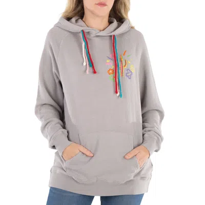 Mira Mikati Grey Cactus Embroidered Cotton Hoodie In Gray