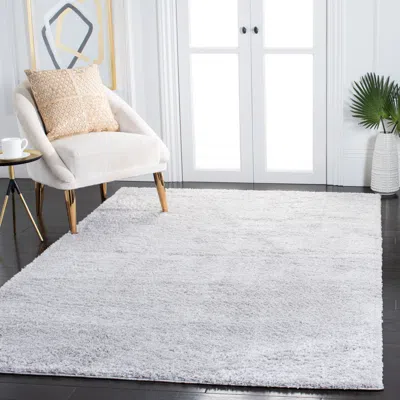 Safavieh August Shag Machine Made Area Rug, Light Grey Shag / Flokati Style Easy Care In Gray
