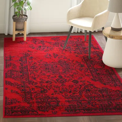 Safavieh Adirondack Machine Made Area Rug, Red / Black Traditional Style Easy Care In Red