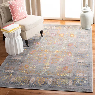 Safavieh Valencia Machine Made Area Rug, Grey / Multi Traditional Style Easy Care In Multi