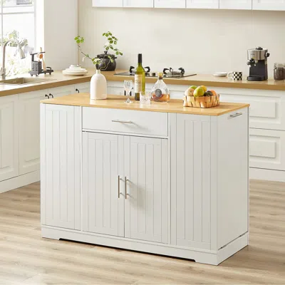 Streamdale Furniture Streamdale Kitchen Island W/ Drawers & Trash Storage - White