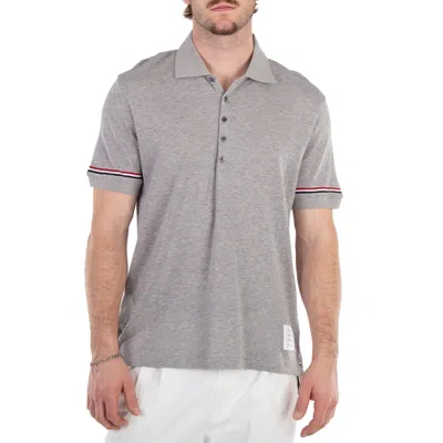 Thom Browne Knitted Cotton Polo Shirt In Gray