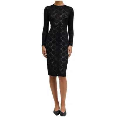 Raquel Allegra Cate Lace Midi Dress In Black In Black