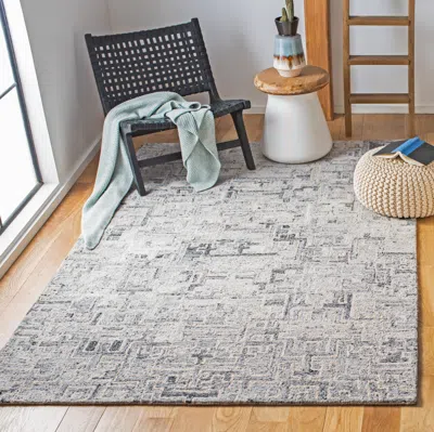 Safavieh Abstract Hand Made Area Rug, Ivory / Black Contemporary Style Non-shedding In Gray