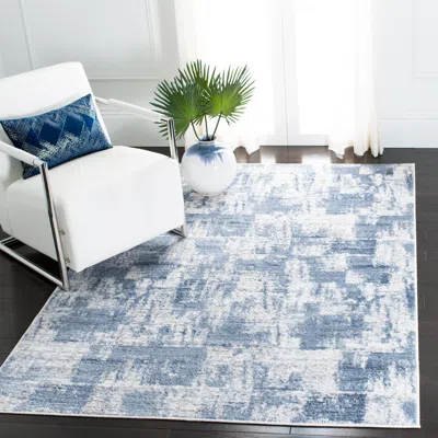 Safavieh Amelia Machine Made Area Rug, Ivory / Blue Contemporary Style Easy Care In Blue