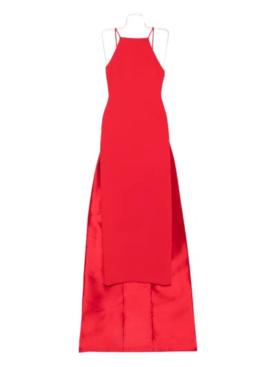Solace London Ulla Halterneck Train Dress In Red