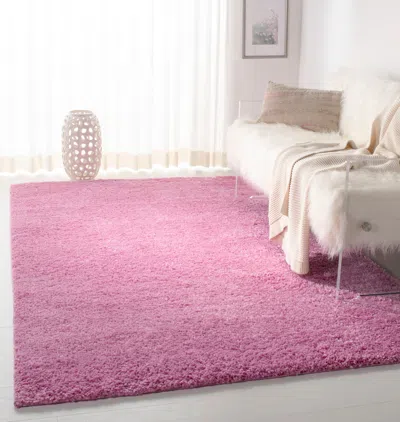 Safavieh August Shag Machine Made Area Rug, Pink Shag / Flokati Style Easy Care In Pink