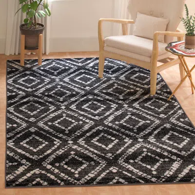 Safavieh Adirondack Machine Made Area Rug, Black / Ivory Contemporary Style Easy Care In Black