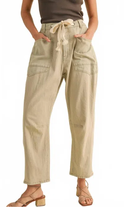 Miou Muse Stripe Cotton Pants In Cream In Neutral