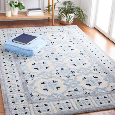 Safavieh Bella Hand Made Area Rug, Ivory / Blue Traditional Style Non-shedding In Blue
