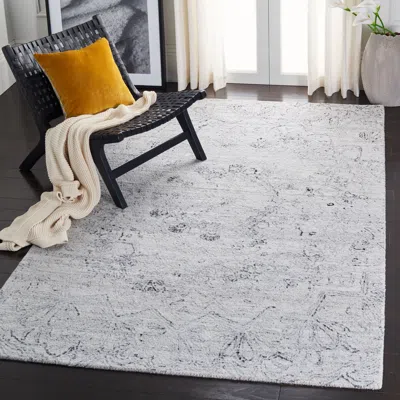 Safavieh Abstract Hand Made Area Rug, Ivory / Black Traditional Style Non-shedding In Gray