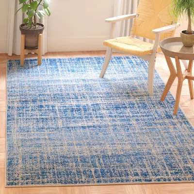 Safavieh Adirondack Machine Made Area Rug, Blue / Silver Contemporary Style Easy Care In Blue