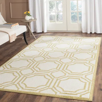 Safavieh Amherst Machine Made Area Rug, Ivory / Light Green Contemporary Style Easy Care In Yellow