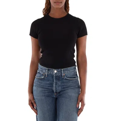 Agolde Ladies Black Arlo Rib Pocket Tee In Black