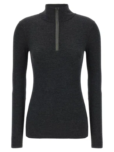 Brunello Cucinelli Wolf Knitwear Mock Neck Long Sleeves In Gray