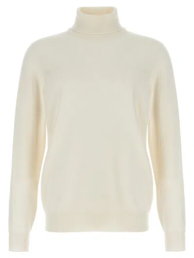 Brunello Cucinelli Cashmere Turtleneck Sweater Sweaters And Cardigans White In Yellow