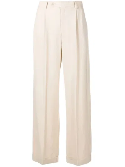 Apc Wide-leg Trousers With Pleated Front And High Waist In Pink