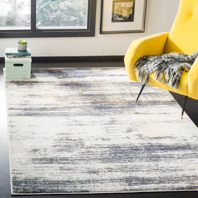 Safavieh Adirondack Machine Made Area Rug, Light Grey / Black Contemporary Style Easy Care In Gray