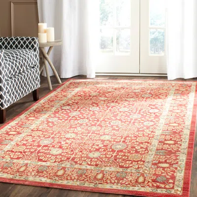 Safavieh Valencia Machine Made Area Rug, Red / Red Traditional Style Easy Care In Red