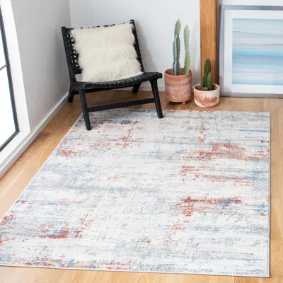 Safavieh Amelia Machine Made Area Rug, Ivory / Rust Contemporary Style Easy Care In Blue