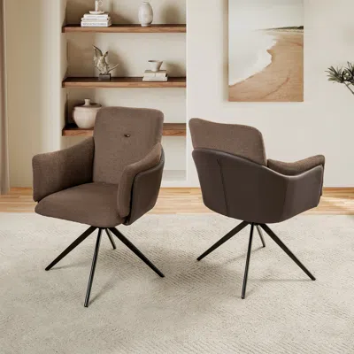 Streamdale Furniture Streamdale Swivel Upholstered Chairs With Metal Base (dark Brown)