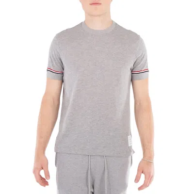 Thom Browne Asymmetric Hem T-shirt Stripe Detail In Gray