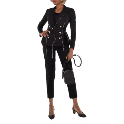 Yohji Yamamoto Gabardine Belted Tapered Trousers In Black