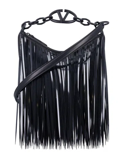Valentino Garavani Vlogo Moon Mini Hobo Bag With Sequin Fringes