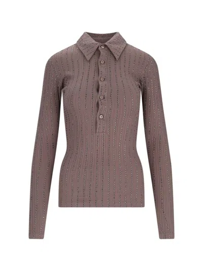 Attico Faded Mud Long Sleeve Vertical Striped T-shirt