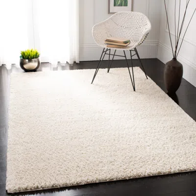 Safavieh August Shag Machine Made Area Rug, Ivory Shag / Flokati Style Easy Care In Neutral