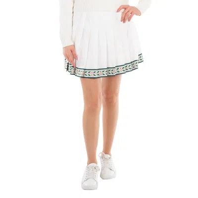 Casablanca Laurel Pleated Silk Miniskirt In White