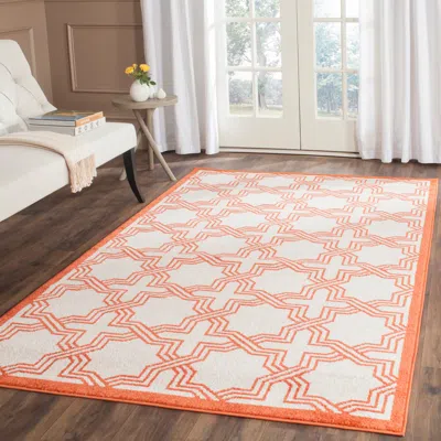 Safavieh Amherst Machine Made Area Rug, Ivory / Orange Contemporary Style Easy Care In Orange