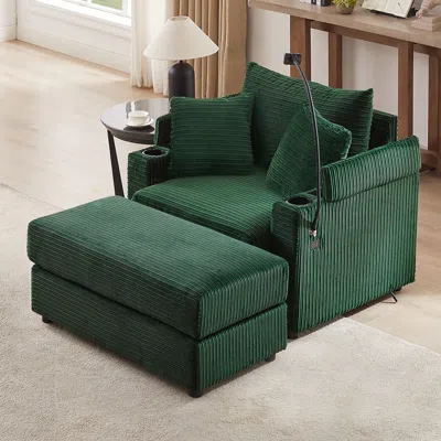 Streamdale Furniture Streamdale Modern Sofa Couch W/ Ottoman, Usb, Cup Holders