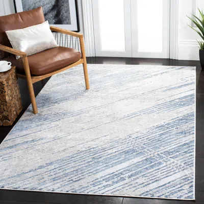 Safavieh Amelia Machine Made Area Rug, Ivory / Grey Contemporary Style Easy Care In Blue