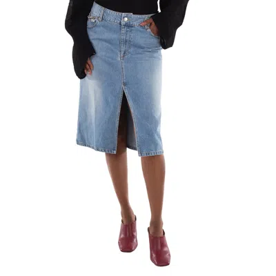 Stella Mccartney Falabella Chain Denim Skirt In Blue