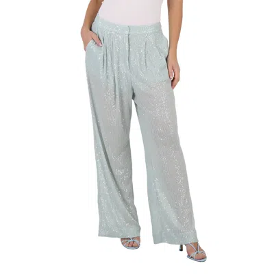 Rotate Birger Christensen Rotate Ladies Wan Blue Transparent Sequins Trousers In Blue