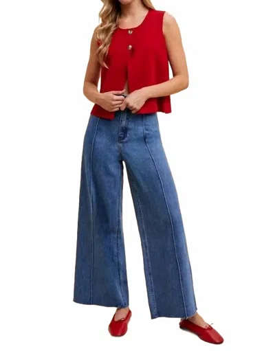 Anniewear Annie Wear Metal Button Detail Crop Sweater Vest In Red