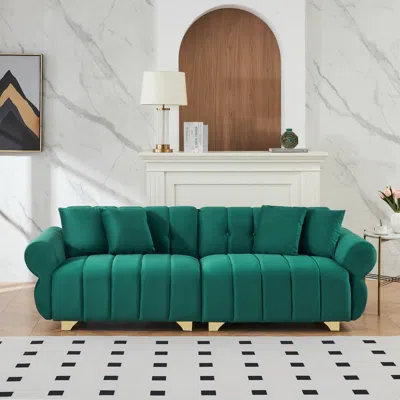 Streamdale Furniture Streamdale 89" Flannelette Sofa Set: Spring Cushions, Metal Feet, Pillows