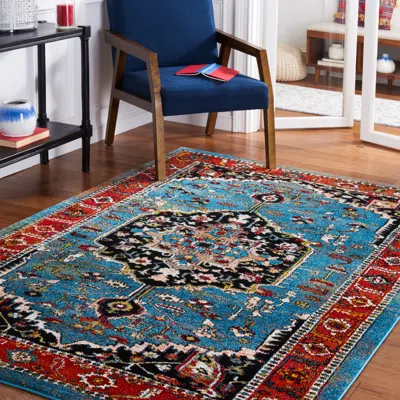 Safavieh Vintage Hamadan Machine Made Area Rug, Blue / Red Traditional Style Easy Care In Blue