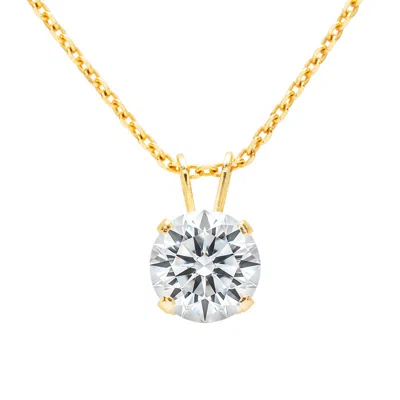 Superjeweler Lab Grown Diamond Solitaire Necklace In White Gold With Free Chain - Available In All Carat Weights,