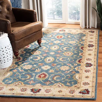Safavieh Antiquity Hand Made Area Rug, Blue / Beige Traditional Style Non-shedding In Blue