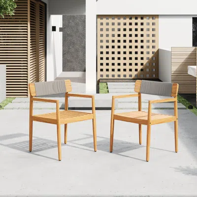 Streamdale Furniture Streamdale Acacia Wood Outdoor Armchair - Weather-resistant & Stylish Set Of 2