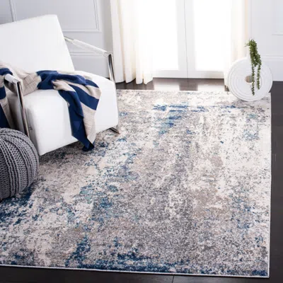 Safavieh Aston Machine Made Area Rug, Grey / Navy Contemporary Style Easy Care