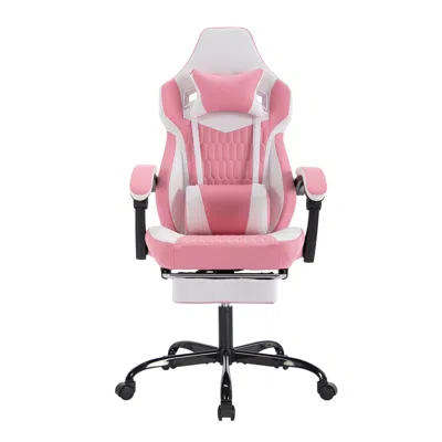 Streamdale Furniture Streamdale Pink Gaming Chair With Footrest, Ergonomic High Back