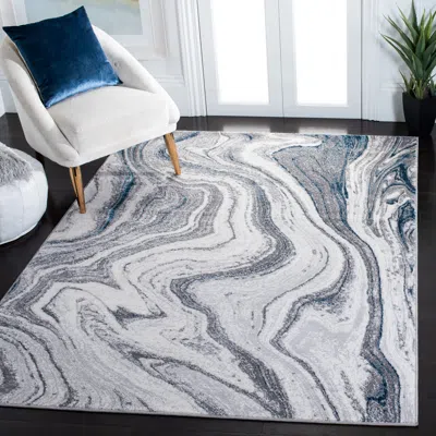 Safavieh Amelia Machine Made Area Rug, Grey / Blue Contemporary Style Easy Care In Gray