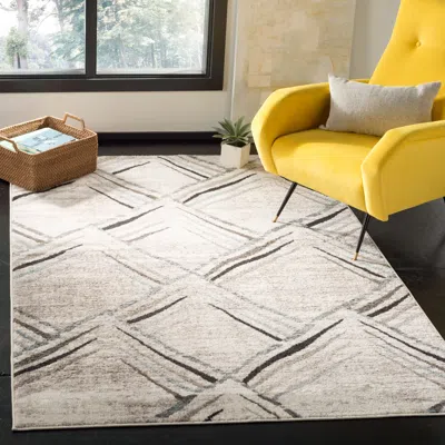 Safavieh Amsterdam Machine Made Area Rug, Cream / Charcoal Contemporary Style Easy Care In Neutral