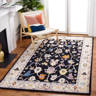 Safavieh Anatolia Hand Made Area Rug, Black / Ivory Traditional Style Non-shedding In Multi