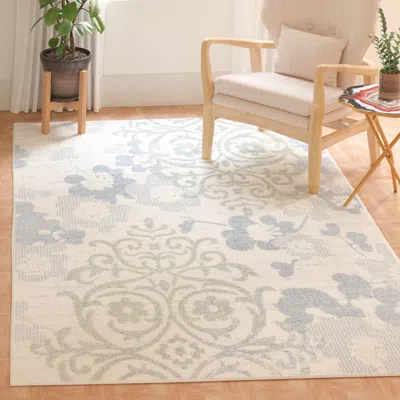 Safavieh Adirondack Machine Made Area Rug, Ivory / Blue Transitional Style Easy Care In Neutral